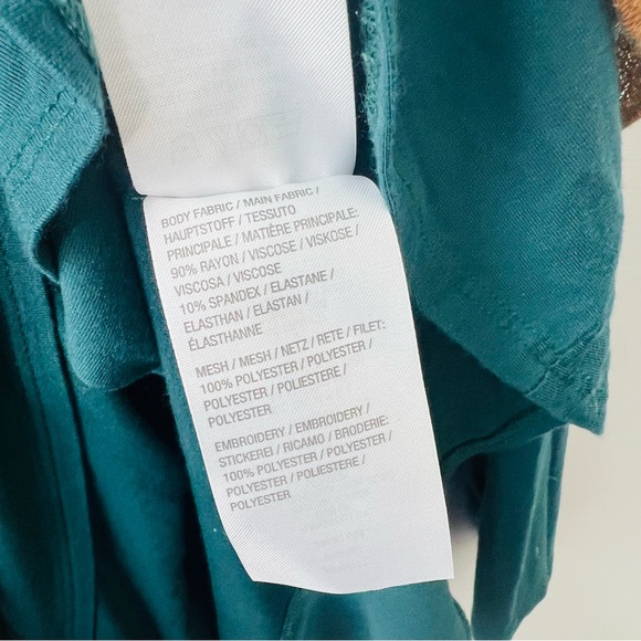 LOGO Lavish By Lori Goldstein Teal Lace Overlay Lagenlook Blouse - Picture 7 of 9